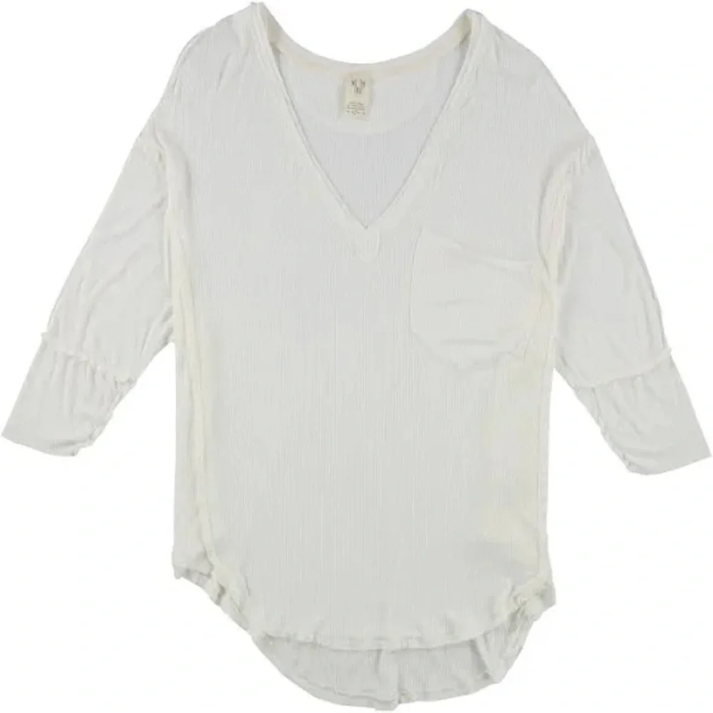 NWT Free People Golden Gate Tee, White, Medium; slouchy white long-sleeve tee